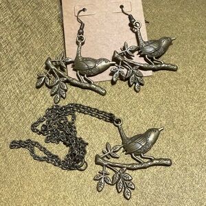 Vintage style Bird earrings and necklace set